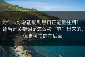 为什么你总能刷到黑料正能量往期? · 背后是关键词是怎么被“养”出来的，但更可怕的在后面
