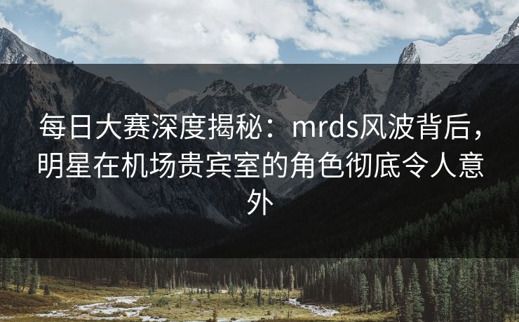 每日大赛深度揭秘：mrds风波背后，明星在机场贵宾室的角色彻底令人意外