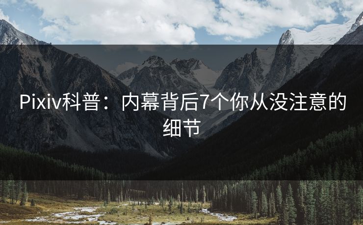 Pixiv科普：内幕背后7个你从没注意的细节