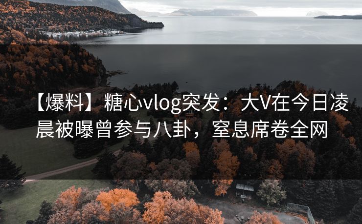 【爆料】糖心vlog突发:大V在今日凌晨被曝曾参与八卦,窒息席卷全网 【爆料】糖心vlog突发:大V在今日凌晨被曝曾参与八卦,窒息席卷全网